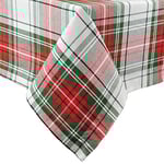DII Tartan Plaid Collection Table de Salle à Manger et décoration de Cuisine, Nappe carrée de Noël, 132 x 132 cm, Rouge, Vert et Blanc