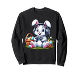 Happy Easter Day 2024 Bunny Boys Girls Kids Gamer Headphones Sweatshirt