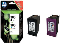 Genuine HP 300 Black & Colour Ink Cartridges Multipack  2 Pack