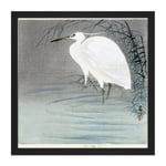 Koson Ohara Little Egret Bird Japan Woodcut Square Framed Wall Art Print Picture 16X16 Inch