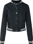 Urban Classics Women's Ladies College Sweat Jacket Sweatshirt, Blk/Blk, L