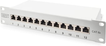 Panneau De Brassage Cat. 6A ¿ 12 Ports ¿ Prises Rj45 ¿ Montage En Rack 10 Pouces 1U ¿ Panneau De Distribution Lsa ¿ Blindé ¿ Gris