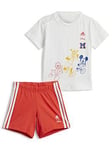 adidas Sportswear Infant Unisex 2 Piece Disney Mickey Mouse Shorts and Short Sleeve T-Shirt Set - White, White, Size 6-9 Months