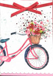 Valentine's Day Card Husband Wife Girlfriend Bicycle Carrier Roses Bow