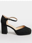 Yours Extra Wide Fit Platform Court Shoe - Black, Black, Size 6Eee, Women