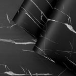 Ambiance Sticker Rouleau adhésif marbre Noir et Blanc au mètre - Autocollants Revêtement Adhésif Cuisine Meubles Salle de Bain - 60x30m