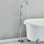 Free Standing Mixer Bathtub Filler Tap Bath Mixer Hand Shower Floor Mount Chrome