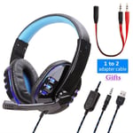 LED Light Gaming Over Ear Headset Gamer casque Deep Bass Game Headphones Écouteur pour ordinateur PC PS4 XBox audifonos gamer fones-Blue LED PS4