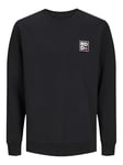 JACK & JONES Men's Rdddean Sweat Crew Neck L/S Sn Sweater, Black/Detail:Embroidery Egret, L