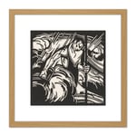 Henri Jonas Personification Storm God Rain 8X8 Inch Square Wooden Framed Wall Art Print Picture with Mount