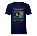 T-Shirt Homme Col Rond Platines Vinyle Dj - L'argent Ne Fait Pas Le Bonheur Musique