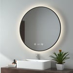 Miroir de salle de bain led Miroir avec Interrupteur tactile, Anti-buée, Horloge, Température, Dimmable, Fonction Mémoire, Lumière neutre, 80cm