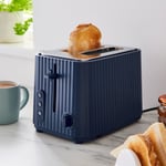 Textured Ribbed Plastic 2-Slice Toaster Navy Blue