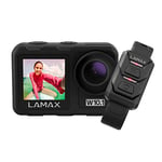 Lamax W10.1 Real 4K 60fps Action Cam avec stabilisation MAXsmooth 2.0, caméra sous-Marine, caméscope avec Double écran, Accessoires complets, Wi-FI, vidéo ralenti, Time-Lapse, Mode plongée