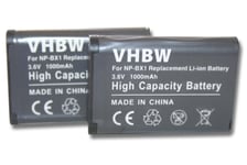 2 x batterie 1000mAh vhbw pour caméra Sony Cybershot DSC-H400, DSC-H400V, DSC-HX60, DSC-HX60V, DSC-RX100m2, DSC-RX100mII, DSC-RX100m3 comme NP-BX1
