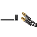 Sharp HT-SBW110 180W 2.1 Slim Wall Mountable Soundbar- Black & KabelDirekt 1m Optical Digital Audio Cable/TOSLINK Cable PRO Series