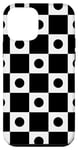 Coque pour iPhone 12 mini Black-White Dot Circle Square Checkerboard Pattern