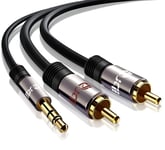 IBRA RCA Audio Cable, 2 RCA Phono Male to 3.5mm Male Headphone Jack Aux Stereo Y Splitter Lead for Speaker, Phone, Hi-Fi Amplifier, DJ Controller, Turntable, TV, Car Stereo - 10m