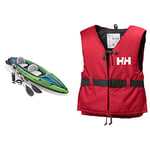 Intex K2 Challenger Kayak 2 Person Inflatable Canoe with Aluminum Oars and Hand Pump & Helly Hansen Sport II Buoyancy Aid Unisex Red/Ebony 90+