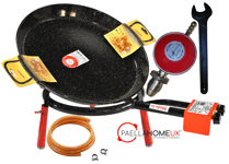 46cm Enamelled Paella Pan + 35cm 2 Ring Gas Burner + Propane Regulator +Legs Set