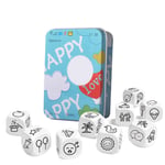 Story Dice 9 Cubes Toys, New Telling Story Dice Game Story Metal Box/Bag English Instructions Family Twisty Puzzle Brain Teaser Story Cubes Toys Multicolor Cartoon Edition
