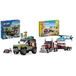 LEGO City Camion Montagne 4x4 Tout Terrain + Creator 3en1 Camion Plateau avec Jouets Hélicoptère Idées Cadeaux Amusantes pour Anniversaires & Fêtes 60447 + 31146
