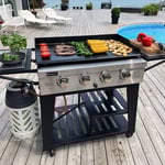 Gassdrevet stekebord 16 kW - 4 rustfrie brennere - Lockhart