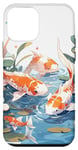 iPhone 12 mini four koi fish japanese carp asian goldfish flowers lily pads Case