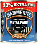 NEW HAMMERITE DIRECT TO RUST METAL PAINT SMOOTH BLACK 750ML +33% EF 5158235