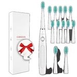 Elektrisk tandborste, 5 lägen, uppladdningsbar, Svart10Huvuden1Hållare