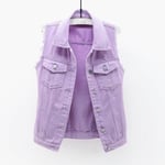 Damjacka i denim, enfärgad, ärmlös, vår & höst Purple m
