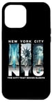 Coque pour iPhone 15 Plus New York City Skyline et Liberty Moonlight City ne dort jamais