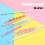 9pcs/set Color Gel Pens Highlighter Marker Pen Drawing