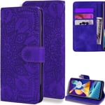 DodoBuy Case for Samsung Galaxy M30s, Mandala Pattern Magnetic Flip Cover Wallet PU Leather Bag Packet Stand with Card Slots - Purple