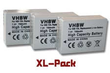 vhbw 3x batterie compatible avec Canon Powershot SX40, SX40HS, SX50, SX50HS, G10, G3x, G1 X, G15 appareil photo DSLR (700mAh, 7,4V, Li-Ion)