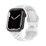 Bracelet compatible avec Apple Watch Bracelet de sport en silicone pour iWatch SE Series 8 7 6 5 4 3 2 1, blanc, 42mm/44mm/45mm