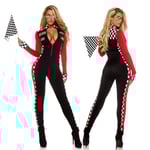 Sexig Dam Super Racer Bil Tjej Jumpsuit Racing Driver Kostym Fancy Dress Outfit -ge S