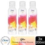 Dove Bath Therapy Glow Shower & Shave Mousse with Orange & Rhubarb Scent 3x200ml