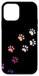 Coque pour iPhone 12 mini Motif empreintes de pattes de chien en aquarelle abstrait arc-en-ciel