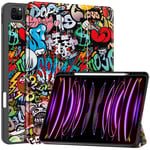 EIDERWOOD iPad Air 13" (2025 / 2024) Tri-Fold Konstläder Fodral m. Vakna / Sömn Funktion - Graffiti