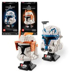 LEGO 75349 Star Wars Captain Rex Helmet Set & 75350 Star Wars Clone Commander Cody Helmet Collectible Set for Adults, The Clone Wars Memorabilia, Collection Gift Idea, Decor Display Model