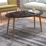 [en.casa] - Table basse Sindal ovale 41 x90 x 50cm marbre noir naturel