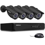 [TRUE 1080p HD] SANSCO 8 Channel DVR CCTV Security Camera System with (4) 2MP Super HD Outdoor Bullet Cameras (1920x1080, IP66 Vandal-Proof, Improved Night Vision, Quick App Viewing) - UK 3-Pin Plug
