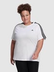 Adidas Sportswear Womens 3 Stripe T-Shirt - White/Black