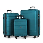 LUGG Jetset Lot de 3 valises de Voyage à Coque Rigide, 50,8 cm, 63,5 cm, Solides et légères avec Serrure TSA, Roues Lisses à 360°, Poches intérieures – Approuvé par Les compagnies aériennes, Bleu