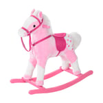 Wood Pink 74L x 28W x 65Hcm Rocking Horse Toy Plush Pony Riding Neigh Sound