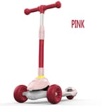 YL2SC Foldable 3 Wheel Kick Scooter Adjustable Handle Height with Gravity Steering System Easy Transport for Boys And Girls Aged 1-14,Pink