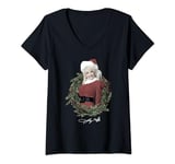 Womens Dolly Parton Christmas Wreath V-Neck T-Shirt