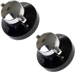 2 X Stoves Oven Gas Control Knobs Hob Cooker Flame Switch Chrome Black Silver