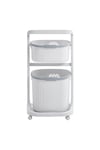 3-Tier Laundry Basket Clothes Storage Shelf on Wheels for Bathroom
